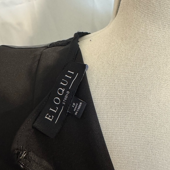 Eloquii Black Faux Leather Midi Dress with Lace Detail - Picture 5 of 6